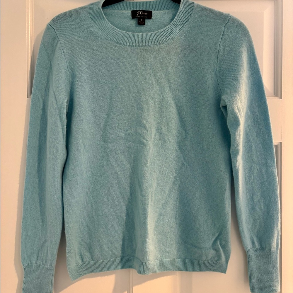 J.Crew cashmere crewneck in aqua blue, size small.